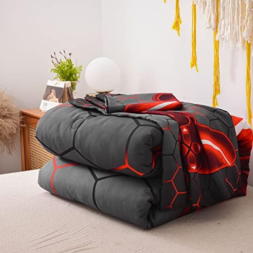 NTBED Game Console Comforter Set for Boys Girls Kids 3D Gaming Geometric Lightweight Microfiber Bedding Sets (Red, Queen 5Pcs) - Image 7