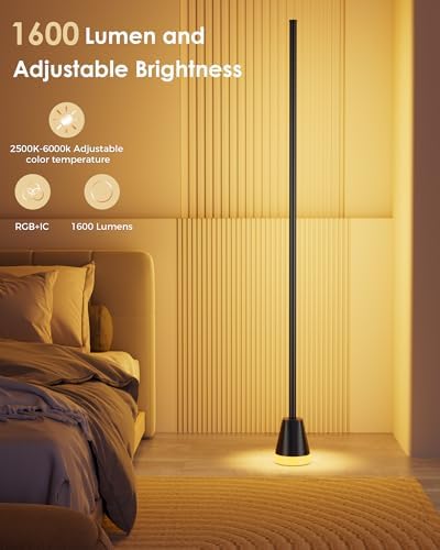 2 Pack Corner Floor Lamp, Smart RGB LED 60 Inch Standing Lamp with 344 LEDs, App & Remote Control, 16 Million Colors & Music Sync for Bedroom, Gaming Room, Home Decor, Modern Ambient Lighting - Image 3