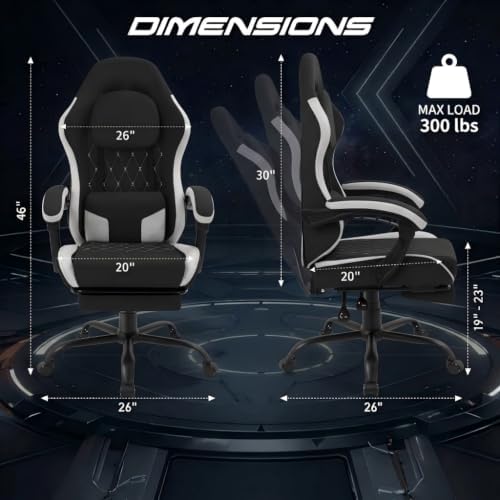 Video Gaming Chair, Ergonomic Office Chair with Footrest, Lumbar Support and Linkage Armrests, Swive Home Video Game Chairs for Adults, Black - Image 3