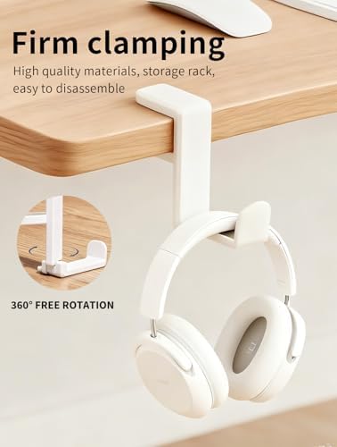 Headphone Hook，Headphone Stand，PC Gaming Headset Holder for Desk，Headset Hook，Desk Headphone Hanger，Desk Hook with 360-Degree Adjustable Rotation - Image 3