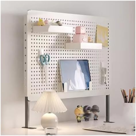 Pegboard Wall Organizer Panels.Dual Monitor Desk Pegboard with Privacy Panel - Modular Office Accessories for Gaming & Workstations, 20x40cm, White, Optimize & Enhance Your Workspace Efficie by Unknown