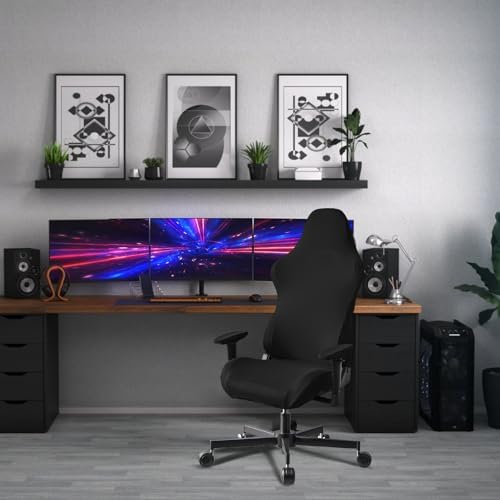 Stretch Gaming Chair Cover, Soft and Comfortable, Dust Protection, Modern Design, for Office Computer Racing Seat(Black) - Image 4