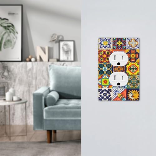 Outlet Covers Vintage Traditional Colorful Mexican Talavera Tiles Style Decorative 1 Gang Duplex Light Switch Cover Plate Single Electrical Receptacle Wall Plate Plug Switchplate Faceplate - Image 7