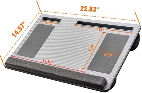 Extra Large Lap Laptop Desk- Home Office Portable LapDesk with Mouse Pad & Wrist Rest for Notebook/MacBook/Tablet, Sofa Bed Working, Writing, Drawing (Carbon Silver, Fit Up to 17-inch Laptops) - Image 2