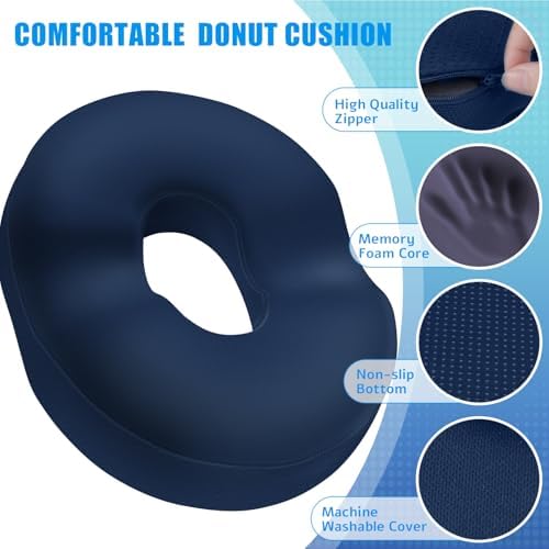 BlissTrends Donut Pillow Seat Cushion, Memory Foam Lifting Cushions | Donut Chair Cushions for Postpartum Pregnancy&Hemorrhoids,Tailbone Pain Relief Cushion for Office&Home Chairs(XX-Large, Blue) - Image 3