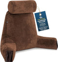 Husband Pillow Medium Reading Pillow with Arms - 23" Backrest for Sitting Up in Bed - Firm Support Bed Rest Pillow for Adults, Neck Roll, Removable Cover - TV, Reading, Lounging - Chocolate by HusbandPillow