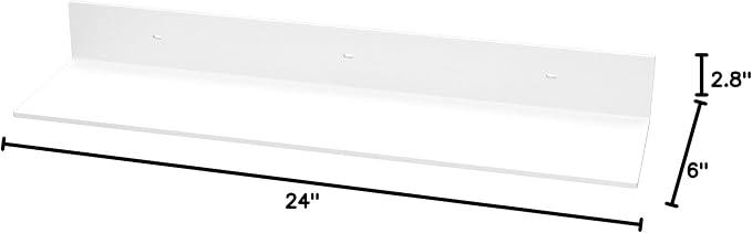 Sezanrpt 24 Inches Acrylic Wall Shelves 2 Pack, Floating Shelf for Wall Mounting, Acrylic Display Ledges for Funko Pop Figures, Home Décor, Living Room, Gaming Room, Plants(24 inch, White) - Image 3