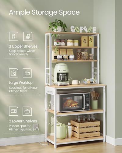 VASAGLE Coffee Bar, 31.5 Inches 6-Tier Baker's Rack with 6 Hooks - Image 4