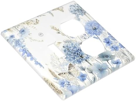 Decorative Outlet Covers Blue Floral Hydrangea Watercolor Wildflower 2 Gang Combination 1 Toggle/1 Duplex Light Switch Cover Gfci Wall Plate Electrical Receptacle Switchplate for Bathroom - Image 3