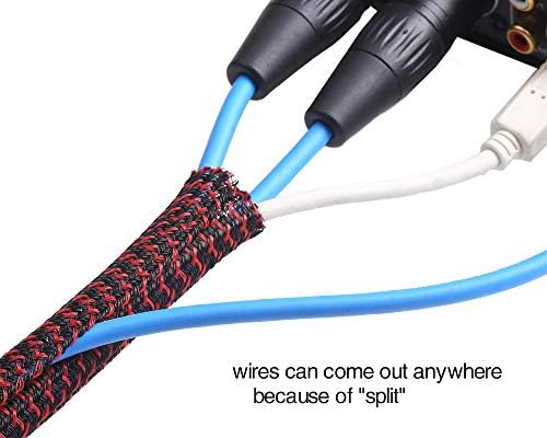 Alex Tech 10ft - 1/2 inch Cord Protector Wire Loom Tubing Cable Sleeve Split Sleeving For USB Power Cord Audio Video Cable – Protect Cat From Chewing Cords - Blackred - Image 3