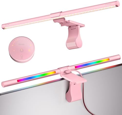 Quntis 20" Pink Monitor Light Bar with 15 RGB Modes, Flat & Curved Fits by Quntis