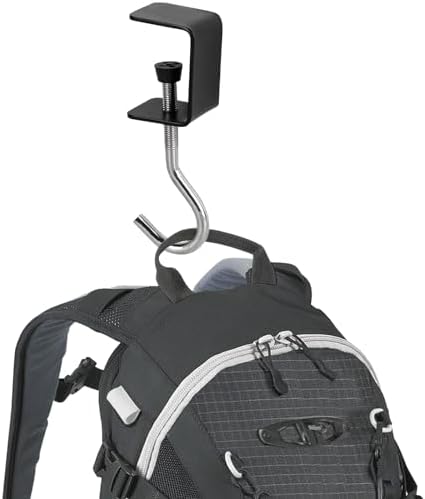 Desk Mount Bag Holder Hook Clamp-On Backpack Hanger Portable Headphones Holder, Reduce Desk Clutter, Black (Pack of 2) - Image 2