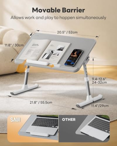 SAIJI Non-Slip Leather Lap Desk Laptop Bed Tray Table, Laptop Stand for Bed - Image 3