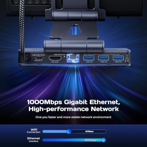 Docking Station Steam Deck Dock: Adjustable Stand 6-in-1 Hub Stream Deck Accessories with HDMI 2.0 4K@60Hz TV/1Gb Ethernet/3*USB-A 3.0/PD 3.0 Fast Charging for Steam, iPad,Other Smart Phones Black - Image 6