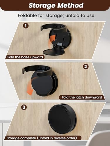 2-Pack Cup Holder for Desk, Clamp On Mug Holder, Universal Coffee Cup Holder Organizer for Gaming Desk, Office, Bedside, Countertop (Black) - Image 6