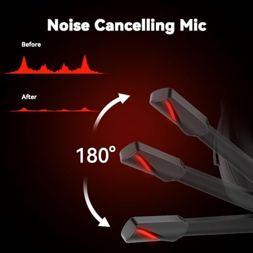 Jimonyer Gaming Headset with Microphone, 7.1 Surround Sound and Noise Canceling Over Ear Headphones for PC, PS4, PS5,Xbox Series,Switch, RGB Light and Soft Imitation Protein Earmuffs (Red) - Image 5