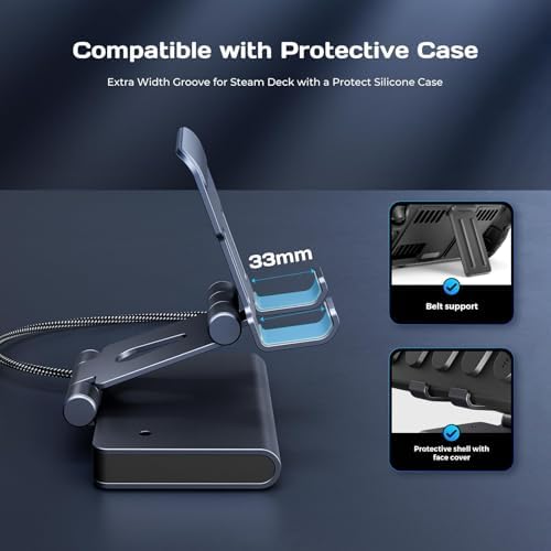 Docking Station Steam Deck Dock: Adjustable Stand 6-in-1 Hub Stream Deck Accessories with HDMI 2.0 4K@60Hz TV/1Gb Ethernet/3*USB-A 3.0/PD 3.0 Fast Charging for Steam, iPad,Other Smart Phones Black - Image 4