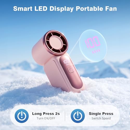 Portable Handheld Mini Fan, Mini Portable Fan with 6 Speeds, 16920 RPM Turbo High Speed Airflow, USB Rechargeable Small Personal Fan with LED Display, Pocket Hand Fan for Travel Makeup Outdoor Office - Image 5