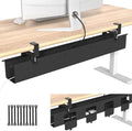 No Drill Under Desk Cable Management Tray, 47.5” Fabric Clamp Mount by Nyoria