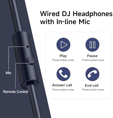OneOdio Wired Over Ear Headphones Studio Monitor & Mixing DJ Stereo Headsets with 50mm Neodymium Drivers and 1/4 to 3.5mm Jack for AMP Computer Recording Podcast Keyboard Guitar Laptop - Dark Blue - Image 4