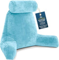 Husband Pillow XXL The Original for Adults - 30" Tall Backrest for Sitting Up in Bed - Firm Support Reading, Bed Rest Pillow for Adult, Neck Roll, Removable Cover - TV - Carolina Blue by HusbandPillow