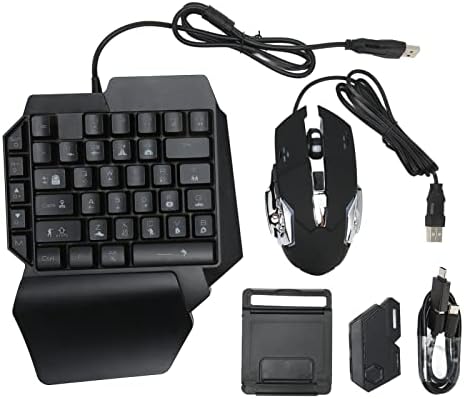 One - Handed RGB Gaming Keyboard and Mouse Combo, USB Wired LED Backlit Keyboard with Mouse and Converter, 35 Keys Mini Gaming Keypad Set for Android, for iOS 13.4 Or Less by ciciglow