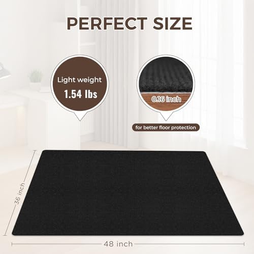 Office Chair Mat for Hardwood Floor 40x48 Inch, Non-Slip Rolling Chair Mat, Flat Lay Floor Protector for Wood Tile Laminate, Anti-Slip Sound Absorbing(Black) - Image 5
