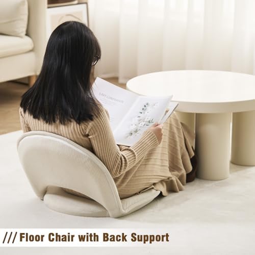 YOUKEEEJOJO Floor Chair 5-Position Adjustable Back Support Chair Foldable Camping, Floor Lounger,Corduroy Fabric, Video-Gaming Reading Watching, Indoor Outdoor Use(Beige) - Image 6