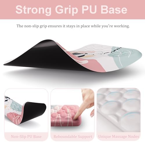 Ospelelf Mouse Pad with Wrist Rest and Keyboard Wrist Rest, Ergonomic Wrist Rest for Computer, Office, Gaming, Pink - Image 3
