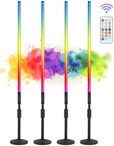4Pack 5000mAh Battery Powered 4ft RGB led Tube dj Light bar with Stand Colored Neon Video Stick Lights for Photo Booth Studio Dance Club Party Wedding Events Stage Lighting - Image 2