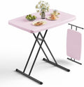 Folding Table 30 Inch - Small Desk Adjustable Height TV Tray for Laptop, Couch, Camping - Heavy Duty Utility Foldable Table for Small Spaces, No Assembly Required, Granite (Pink) by FoldingFurniture
