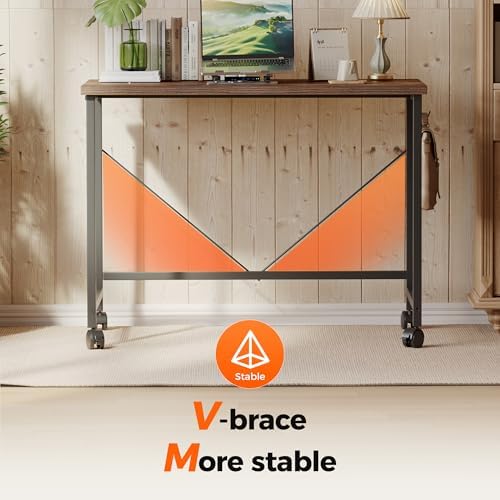 Mericonia 39x20 Inch Computer Desk with Wheels, Small Simple Rolling Desk - Image 6