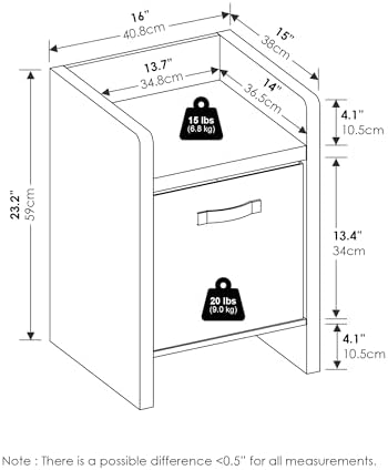 Furinno Viola Side Table, End Table with Storage Bin, White/Light Grey - Image 3