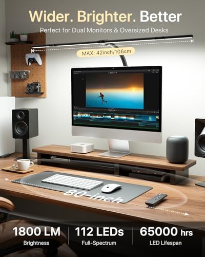 ONEMIX LED Desk Lamp with Clamp, 42-Inch 4-Panel Light for Dual Monitors - Image 2