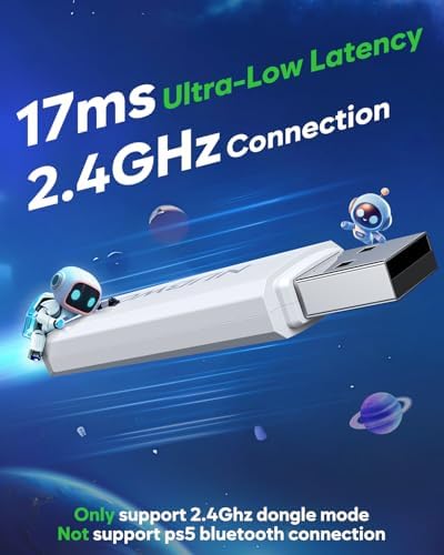 NUBWO G06 Pro Wireless Gaming Headset with Charging Station for Headset & PS5 Controller, 17ms Low Latency, 120H Battery Life, Dynamic 50mm Drivers-White (Only Compatible with PS5) - Image 4