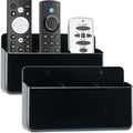 Adjustable Remote Control Wall Mount, 3 Slot TV Remote Holder & Self Adhesive Controller Holder, Black (2 Packs) by VACONICO