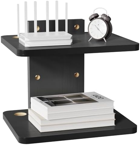 WALI Floating TV Shelf, 2 Tier Projector Shelf for DVD Players, Routers, Game Consoles, Cable Boxes, Living Room Decor Accessories, Wall Mount Shelves Holds Up to 22lbs (CS202NB), 2-Shelf, Black by WALI