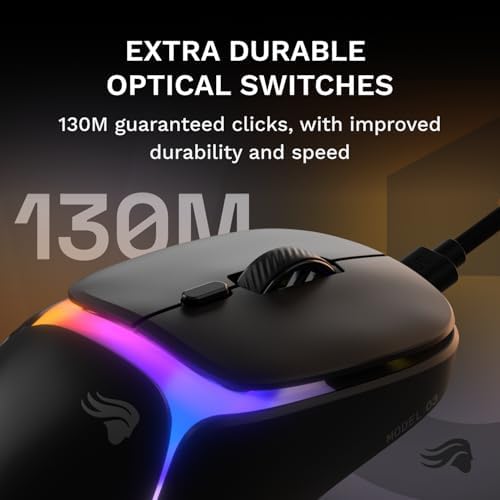 GLORIOUS Gaming Model O3 Wired Gaming Mouse - Ultralight 54g Weight, 130M Click Optical Switches, 30K DPI BAMF 3.0 Sensor, 750 IPS Tracking, 50G Acceleration, Supports All Grip Types - Black - Image 4