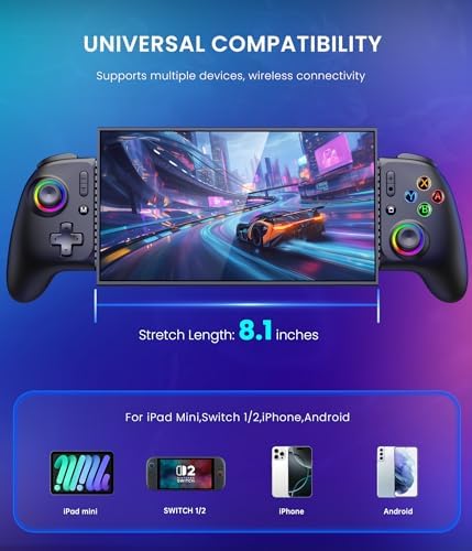 LIFUFUTEE Switch 2 Controller for Nintendo Switch 2/1/OLED, iPhone & Android, RGB Wireless Handheld Gaming Controller with Hall Effect Joysticks No Drift, Macro Programmable & Turbo, Works with Xbox Cloud & Steam Link - Image 6