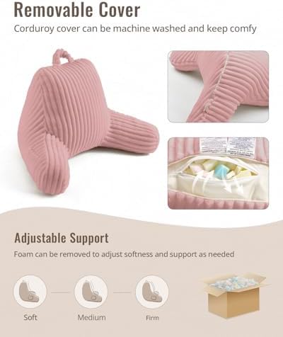 Blissful Diary Reading Pillow for Sitting in Bed, Flannel Back Pillow Bed Sitting Up for Adult & Children, Backrest Cushion for Sit Up in Couch or Floor, Dorm Essentials, Plush Pink - Image 5
