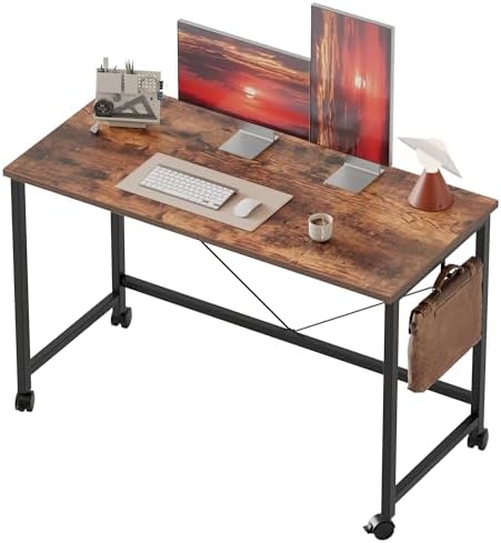 Mericonia 39x20 Inch Computer Desk with Wheels, Small Simple Rolling Desk by MERICONIA