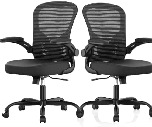 Synorla Office Chair|Ergonomic Desk Chairs (Pack of 2) | Flip-up Armrests,Mesh Computer Chair,High Back,Comfy Work,Adjustable Lumbar Support by Synorla