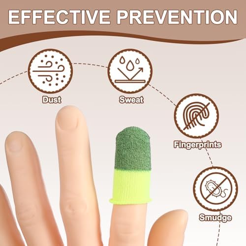 PATIKIL Controller Finger Thumb Sleeve, 40 Pack Mobile Gaming Finger Sleeve Silver Fiber Tip Gloves Anti-Sweat Breathable for Game Phone Touchscreen Devices, Green/Yellow - Image 4