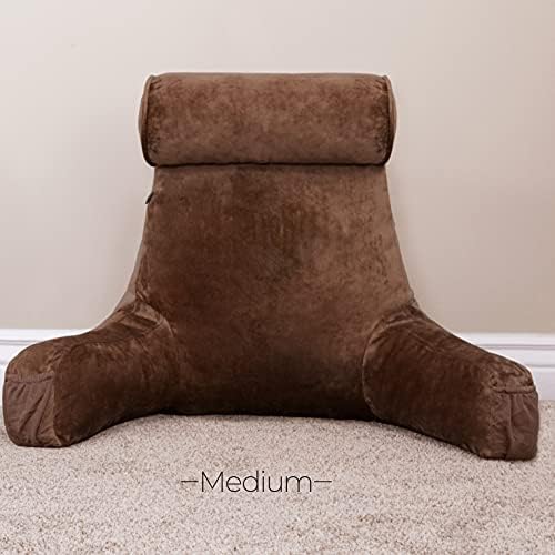 Husband Pillow Medium Reading Pillow with Arms - 23" Backrest for Sitting Up in Bed - Firm Support Bed Rest Pillow for Adults, Neck Roll, Removable Cover - TV, Reading, Lounging - Chocolate - Image 5