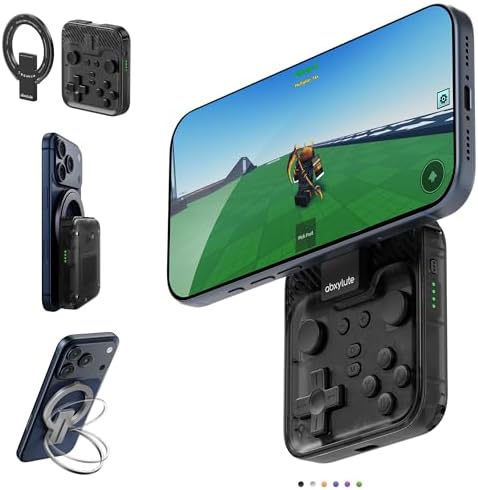 abxylute M4 Snap-On Mobile Gaming Controller for Android & iPhone, Switch 1&2, Portable Bluetooth Controller, Pocket-Sized Retro Arcade Phone Gamepad Kickstand, Dual Joystick Turbo Pro Gaming Magnetic (Black) by abxylute