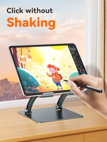 tounee Tablet Holder Stand, Dual Rod Adjustable Aluminum Desktop Stand, Compatible with 4.7-16.9" iPads, Surface Tablets, Portable Monitors, Kindle & More (Gray) - Image 3