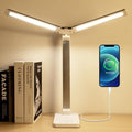 LAOPAO LED Desk Lamp, Dual Head Desk Light, 5 Levels Dimmable & 3 Color Modes Eye-Caring Table Light with USB Charging Port, Table Lamp for Reading, Studying, Home Office,White by LAOPAOInc-TheUSA