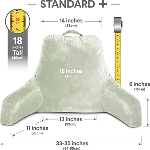 Husband Pillow Reading Pillow with Arms - Standard Backrest for Sitting Up in Bed - Firm Support Bed Rest Pillow for Adults, Neck Roll, Removable Cover -TV, Reading, Lounging - Desert Sage - Image 4