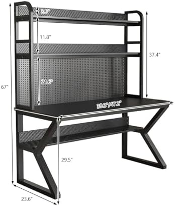 Wall Mounted Storage Pegboard,Desk,Gaming Desk with Pegboard, Large PC Table Computer Desk with Shelves Multifunctional Workbench Home Office Desk Study Writing Workstation(39.99 - Image 2