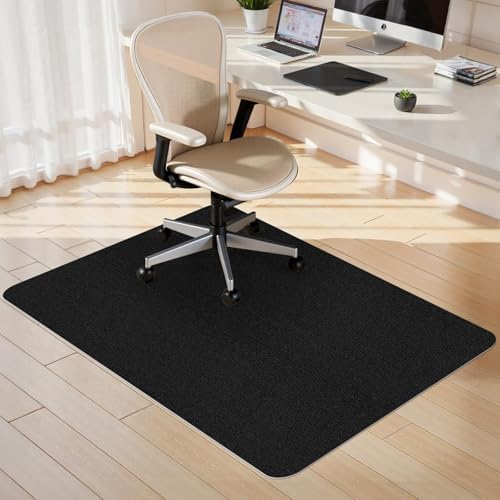 Sycoodeal Office Chair Mat for Hardwood Floor,Slip Resistant Floor Mat for Office Computer Gaming Chair,Heavy Duty Floor Protector for Rolling Chairs,Easy to Clean,Black(48"x60") by SYCOODEAL